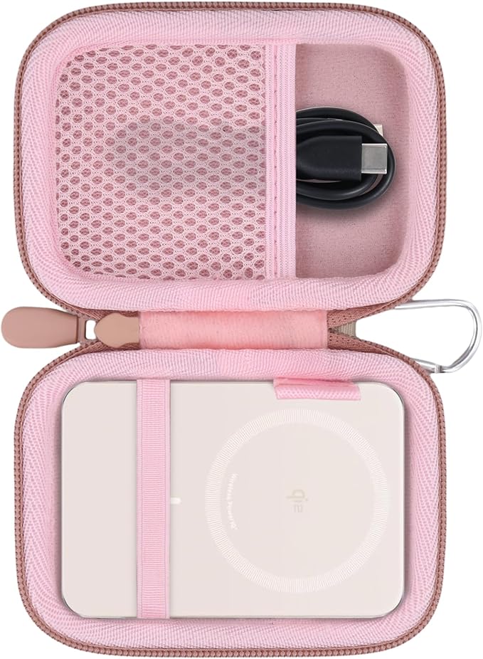khanka for Anker Nano Power Bank Ultra-Slim 5,000Mah & Maggo Power Bank 10K Case,Compatible with Anker A1667/A1665/A1664 Slim Magnetic Charger,Protective Carrying Case Only (Pink)