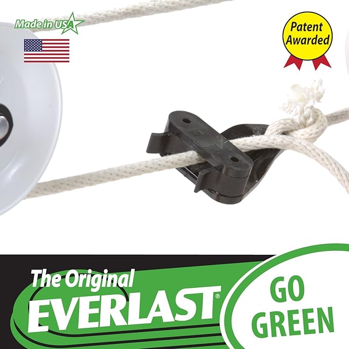 EVERLAST BreezeEasy Clothesline Tightener for Laundry Clotheslines (Loops or Single Lines), Tie-Downs & Signage | Rope Tensioner for Outdoor & Indoor Lines | Weatherproof | Made in USA | Model #90