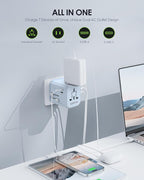 EPICKA 35W Universal Travel Adapter with 2 AC Outlet, European Travel Plug Adapter with PD Fast Charging, 6-Port (2 AC/2 USB-C/3 USB-A) International Power Adapter - Travel Essentials (TA-205, Blue)