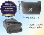 BlueHills Travel Blanket Pillow in Mini Soft Case Premium Plush Airplane Blanket Soft Bag Compact Pack with Luggage Belt and Backpack Clip Small Lightweight Traveling Plane Essentials - Grey Gray M01