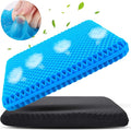 KYSMOTIC Large Gel Seat Cushion for Long Sitting (Large & Thick), Soft & Breathable, Gel Cushion for Wheelchair Reduce Sweat, Chair Cushion for Office Chair (Black Cover)