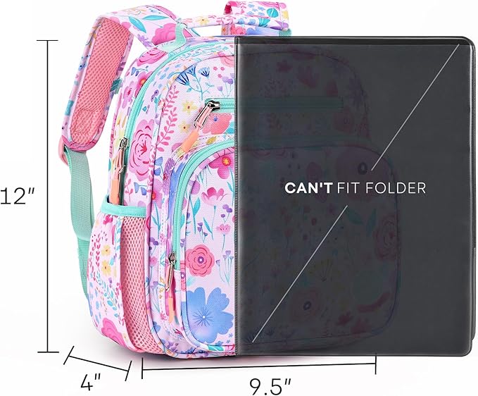 mibasies Toddler Backpack for Girls 2-4: Preschool Kindergarten Backpack - Cute Kids Backpacks for Girls - Flower Pink Turquoise
