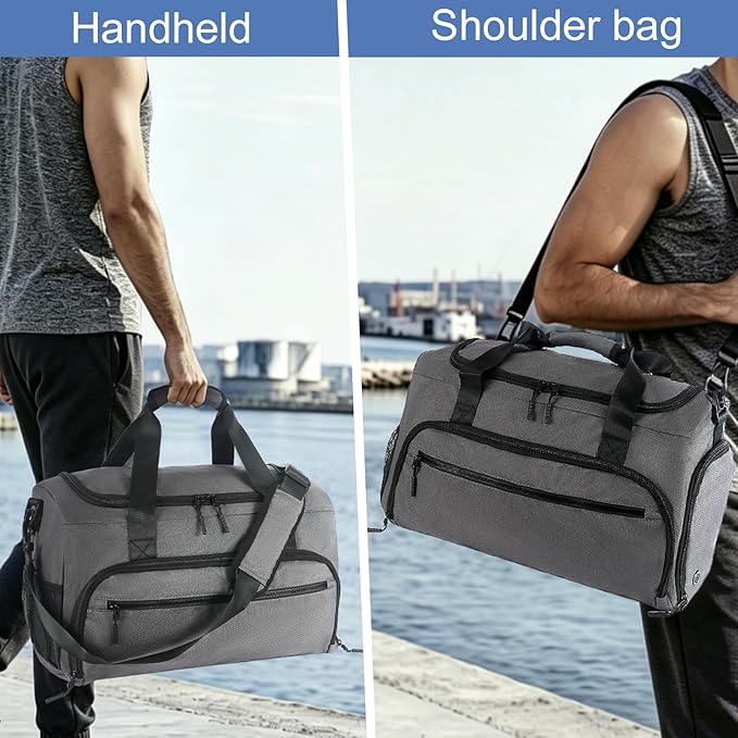 Gym Bag for Men Women, Sport Duffle Bag with Wet Pocket & Shoes Compartment, Water Resistant Overnight Weekender Bag Duffel Bag