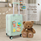 Apelila 20" Ride-On Suitcase with Seat, Double Handle Carry On Luggage with Mesh Pocket & Side Hooks, Hard Shell Spinner Wheels, TSA Lock & Seat Belt