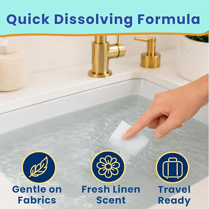 Travel Laundry Detergent Sheets and Travel Clothesline – Laundry Detergent Sheets 50-Count + Portable Clothesline for Hotels, Cruises & Camping, Compact Sink Laundry Set for Trips & Small Spaces