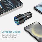 67.5W Car Charger USB C Super Fast Charging, 45W USBC & QC3.0 Port Plug for iPhone 17 Pro Max/Air/16/15/iPad, Samsung S26 Android Cell Phone, Dual 12V Cigarette Lighter Adapter + 6.6 ft Type C Cable