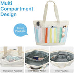 G4Free Beach Bag,Waterproof Beach Tote Pool Bags for Women,Compatible with Cup,Foldable for Weekender Travel