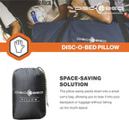 Disc-O-Bed Compact and Packable Travel Pillow with Washable Cover, Ultralight for Backpacking, Hiking, and Camping, Grey