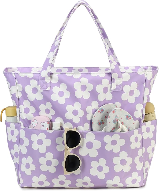 Bluboon Waterproof Beach Tote Pool Bags for Women Ladies Extra Large Carry On Bag With Wet Compartment for Weekender Travel