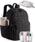 BAGSMART College Laptop Backpack, Travel Backpack for Women, Quilted Airline Approved Carry On Backpack Fits 17.3 Inch Laptop, Personal Item Travel Bag, Black