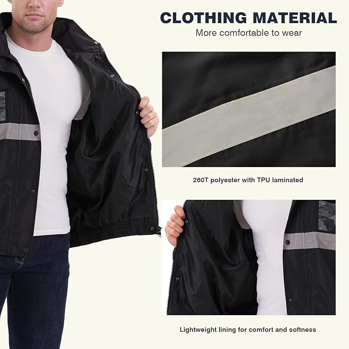 SKSAFETY Hi Vis Safety Rain Jacket for Men, Construction Work Rain Gear Heavy Duty Class 3 Rain Coat Waterproof Lightweight