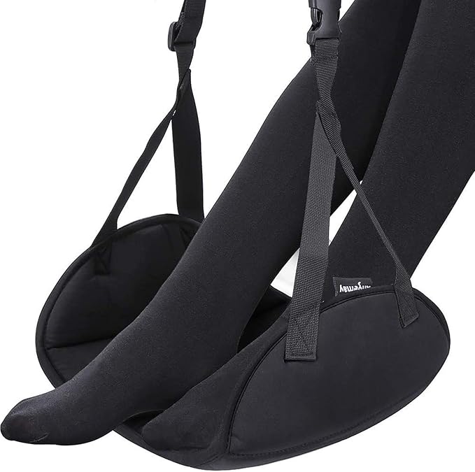 Upgraded Airplane Foot Rest (Premium Memory Foam) - Thickened Super-Size Airplane Foot Hammock to Relax Your Feet - Perfect Airplane Travel Essentials for Long Flight Plane (Extra Large)