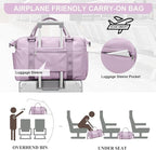 HYC00 Travel Duffel Bag,Carry-on Overnight Weekender Bags for Women,Sports Tote Gym Bag with Wet Pocket