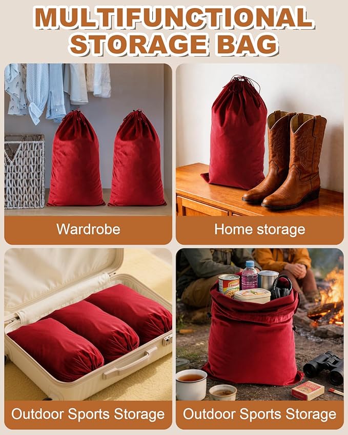 2 Pcs Shoe Bags for Travel, 21.2"x13.3" Large Boot Bags for Cowboy Boots, Washable Velvet Dust Bag with Drawstring for Dress Shoes, Handbags and Clothing, Suitable for Travel and Home Storage