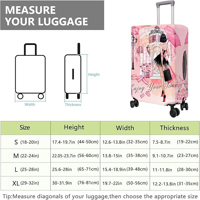 Travel Luggage Cover Suitcase Protector Fits 18-32 Inch Wheel Covers PatternedTravel Related Items Flower Luggage Protector Elastic S