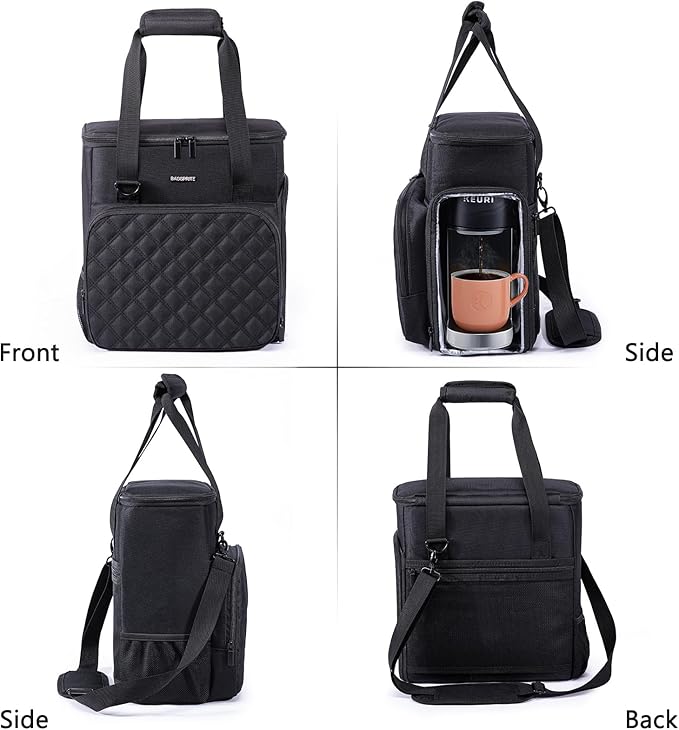 BAGSPRITE Travel Coffee Maker Carrying Case for Keurig K-Mini Plus & K-Slim – Portable Single Serve Coffee Machine Storage Bag with Accessories Space, Coffe e Maker Travel Bag