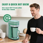 Coffee Machine, Single Serve Coffee Maker, One Cup Coffee Maker with Reusable Filter & One-touch Control Button, Portable Brewer for Camping, Travel & Home, Easy To Clean& Store,15oz/450ml