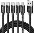 CLEEFUN USB C Cable 3ft, 5-Pack USB A to Type C Charger Cord Fast Charging for iPhone 17 16 15 Pro Max Air Plus, for Samsung Galaxy S25 S24 S23 S22 S21 S20 S10 A17 A16 A15 A56 A55 A26 A35 A36 A71