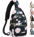 Capolo Sling Bag for Women Men Waterproof Crossbody Bags for Women Trendy Casual Fanny Pack with Convertible Shoulder Strap Chest Bag for Travel Hiking(Black Flower, Medium)