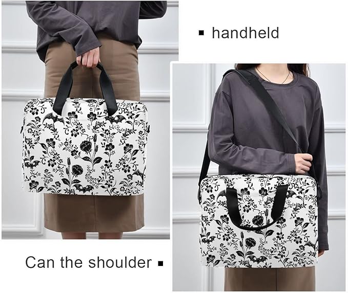 Laptop Bag 15.6 inch, Waterproof Laptop Case with Strap, Protective Laptop Carrying Case for Women&Men, Goth Bat Foral