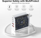 USB C Charger Block, 60W 5-Port Type C Charger Fast Charging Block, USBC USB Multiple Port Wall Charger Plug Adapter for iPhone 17/Air/16/15/14/13/12/11 Pro Max, Samsung Galaxy, iPad, Tablet (White)