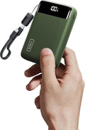 INIU Smallest 20000mAh Power Bank, 22.5W PD Fast Charging Portable Charger with Detachable Cable, Flight-Safe Battery Pack with LED Display for iPhone 17 16, Google, Travel, Hiking, Camping, Green