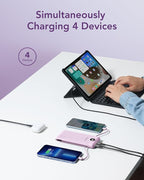 VEGER Portable Charger with Built-in AC Plug and Cables, All in One 10000mAh Ultra Slim Power Bank Travel Essentials, Fast Charging Battery Pack Compatible with iPhone, Samsung, Android (Purple)