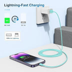 3 Pack Apple MFi Certified Charger Cable 6Ft, Lightning to USB Cable Cord 6 Foot, 2.4A Fast Charging,Apple Phone 6 Feet Long Chargers for iPhone 14/13/12/11/X/XS/XR/SE/8/7 Plus Pro Max Mini Light Blue