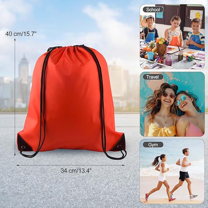 PLULON 2Pcs Drawstring Bags Bulk Red Drawstring Backpack String Backpack Cinch Sack Sport Gym Backpack Bags for Yoga Traveling Outdoor Sports