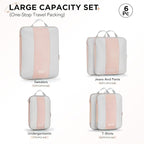 6 Set Compression Packing Cubes for Travel Essentials,Compressible Expandable Packing Cubes for Suitcase,OlarHike Luggage Organizer Bags for Travel,Handy Helper for Organizing Clothes(Beige)
