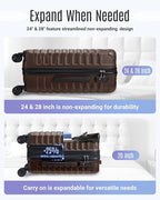 LIGHT FLIGHT Luggage Sets, 3 Piece Durable Suitcase Set with Spinner Wheels, 3 Pcs Hard Shell Lightweight Luggage with TSA Lock, Large Checked Travel Suitcases, 20/24/28 Inch,Brown