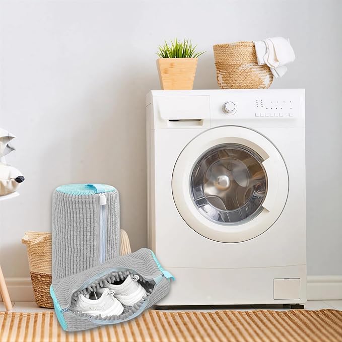 2Pcs Gray Laundry Shoe Washing Bag for Washing Machine, Reusable Anti-Deformation Design for Sneakers and Footwear