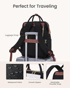 LOVEVOOK Laptop Backpack for Women with Giant Tumbler Holder Pocket, 15.6 inch Travel Work Backpack Purse for Nurse Teacher, Waterproof School Bag College Bookbag Cute Casual Daypack for Girls Black