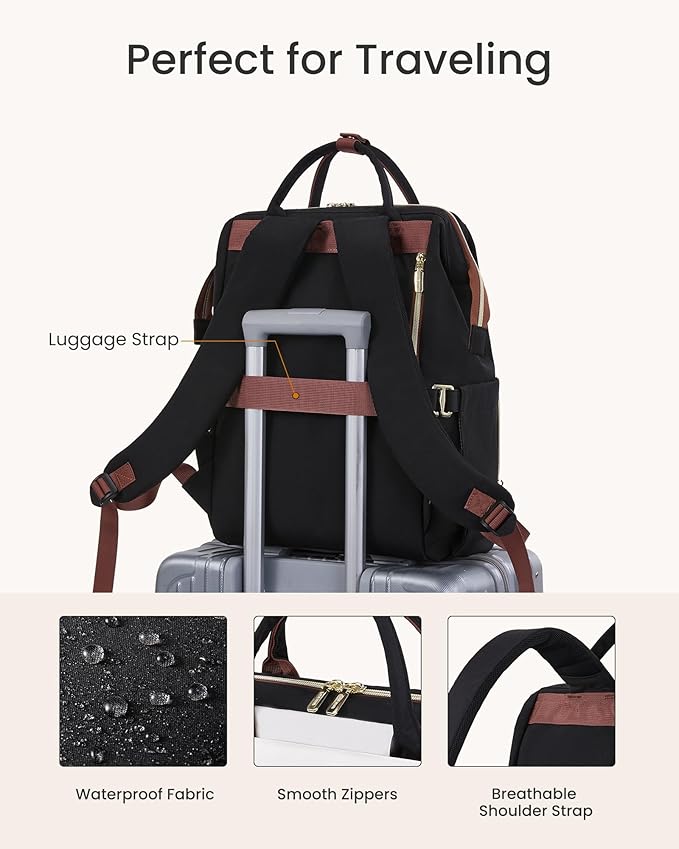 LOVEVOOK Laptop Backpack for Women with Giant Tumbler Holder Pocket, 15.6 inch Travel Work Backpack Purse for Nurse Teacher, Waterproof School Bag College Bookbag Cute Casual Daypack for Girls Purple