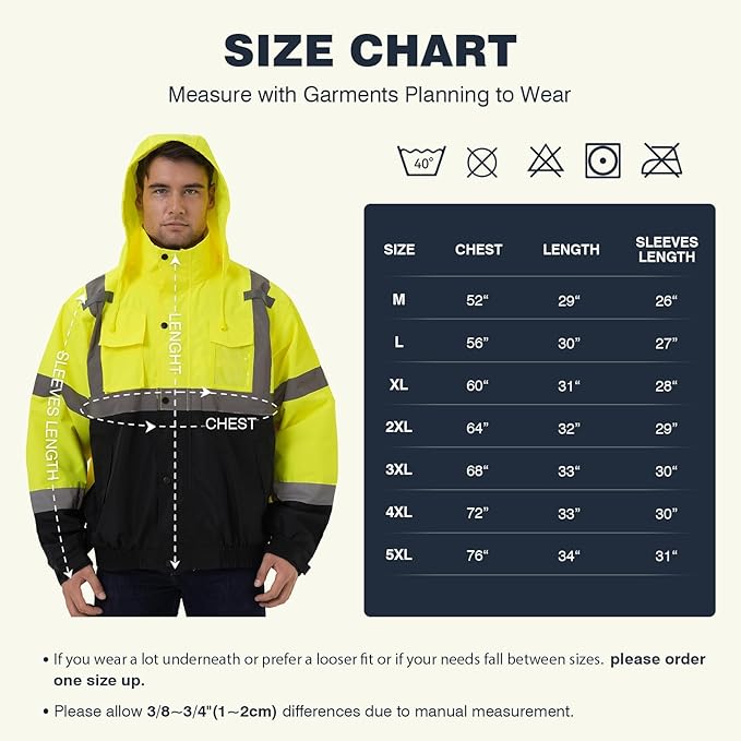 SKSAFETY Hi Vis Safety Rain Jacket for Men, Construction Work Rain Gear Heavy Duty Class 3 Rain Coat Waterproof Lightweight