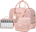 Wogarl 4PCS Weekender Bags for Women Large Overnight Weekend Travel Duffel Carry on Shoulder with Shoe Compartment Canvas Toiletry Bag for Travel Business Gym