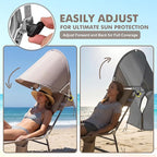 Backpack Beach Tanning Chair with Canopy and Face Hole, 6-Position Folding Lay Out Lounge Chair, UPF 50+ Wind-Resistant Sun Shade, Portable Recliner for Sunbathing, Outside, Poolside, Lawn, 2Pack