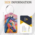 Colorful Horse 3 Pack Luggage Tag for Suitcase, Leather Bag Tags with Privacy Cover ID Label and Durable Steel Loop for Cruise Airport Travel