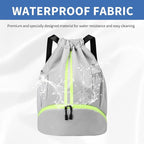 JELUTAR Drawstring Backpack Gym Bag with Shoes Compartment for Soccer, Basketball, Swim, Water-Resistant String Backpack Beach Cinch for Women Men, Grey