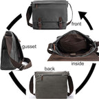 Evergoo Vintage Messenger Bag Unisex Shoulder Bags Canvas Satchel Cross Body Work Satchel Briefcase for 15.6 Inch Laptop