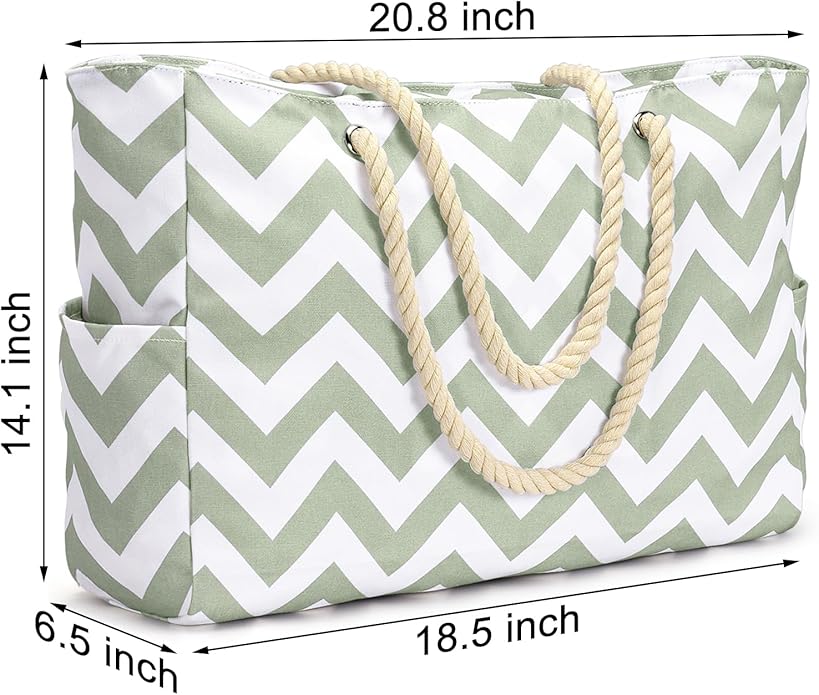 Becokan Beach Bags for Women Large Waterproof Beach Tote Bag Zipper Beach Bags Waterproof Sandproof Swim Pool Bag Large Tote