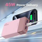 JUOVI J2621 Power Bank Portable Charger 20000mAh 45W, PD3.0 QC 4.0 Fast Charging Battery Pack with LED Display,2 USB-C,2 USB-A for iPhone 15 16, MacBook