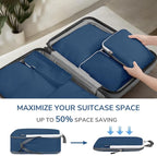CherryNow Compression Packing Cubes, 7 Set Packing Cubes for Carry On, Travel Essentials for Men, Luggage Organizer Bags, Deep Blue
