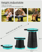 Upgraded Collapsible Stool with Cushion, 800 lbs Heavy Duty Capacity & Lightweight 2.6 lbs, 18-Inch Portable Retractable Folding Stool for Adults, Camping, Fishing, Hiking, BBQ, Travel, Outdoor Events