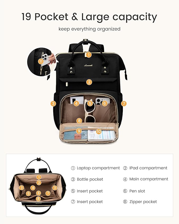 LOVEVOOK Laptop Backpack for Women with Giant Tumbler Holder Pocket,15.6 inch Waterproof Travel Backpack Purse Computer Laptop Bag,Professional Work College Nurse Teacher Backpack Daypack,Dark Grey