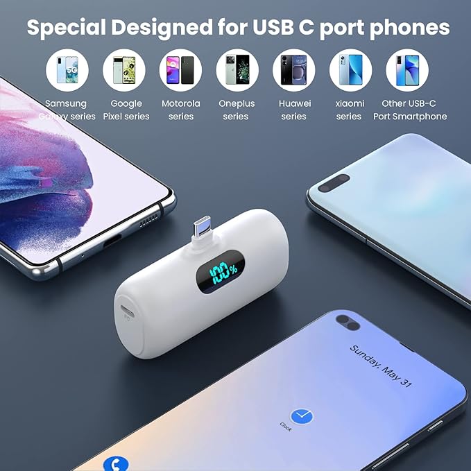 [2 Pack]Small Portable Charger for iPhone 17/16/15 Series,5000mAh 3A PD USB C Power Bank, Mini Travel Essentials Battery Pack for iPhone 17/17 Pro/16/16 Plus/16 Pro/15 Pro Max,Samsung,Android/LG etc