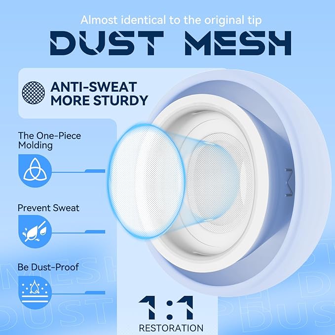 4 Pairs Replacement Ear Tips for AirPods Pro 2nd/1st Generation with Portable Storage Box & Cleaner Pen,Noise Reduction Holewith & Built-in dust Guard Screen,Silicone EarTips(Light Blue)