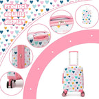 Kid’s Luggage Set 5 Piece Suitcase Set 16’’ Hardside Luggage with Spinner Wheels Girls Carry on Toddler Travel Rolling Suitcase Carry on Luggage Airline Approved