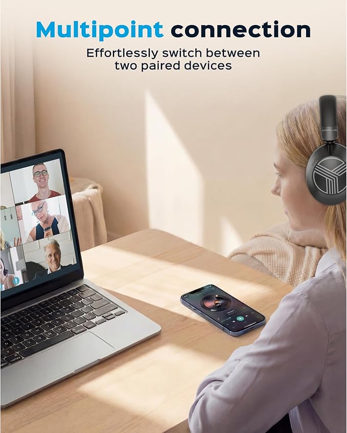 TREBLAB Z7-Pro Hybrid Active ANC Over-Ear Bluetooth Headphones for Work, Travel and Focus, All-Day Comfort, 38H Playtime, Foldable Wireless Headphones Noise Cancelling with Carrying Case