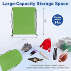 5-Pack Waterproof Drawstring Backpacks, Soccer-Texture Oxford Fabric, 16.9" × 13.8", Lightweight 0.20 lb Each, No Eyelets, Gym & Marathon Gear Sacks(Green)
